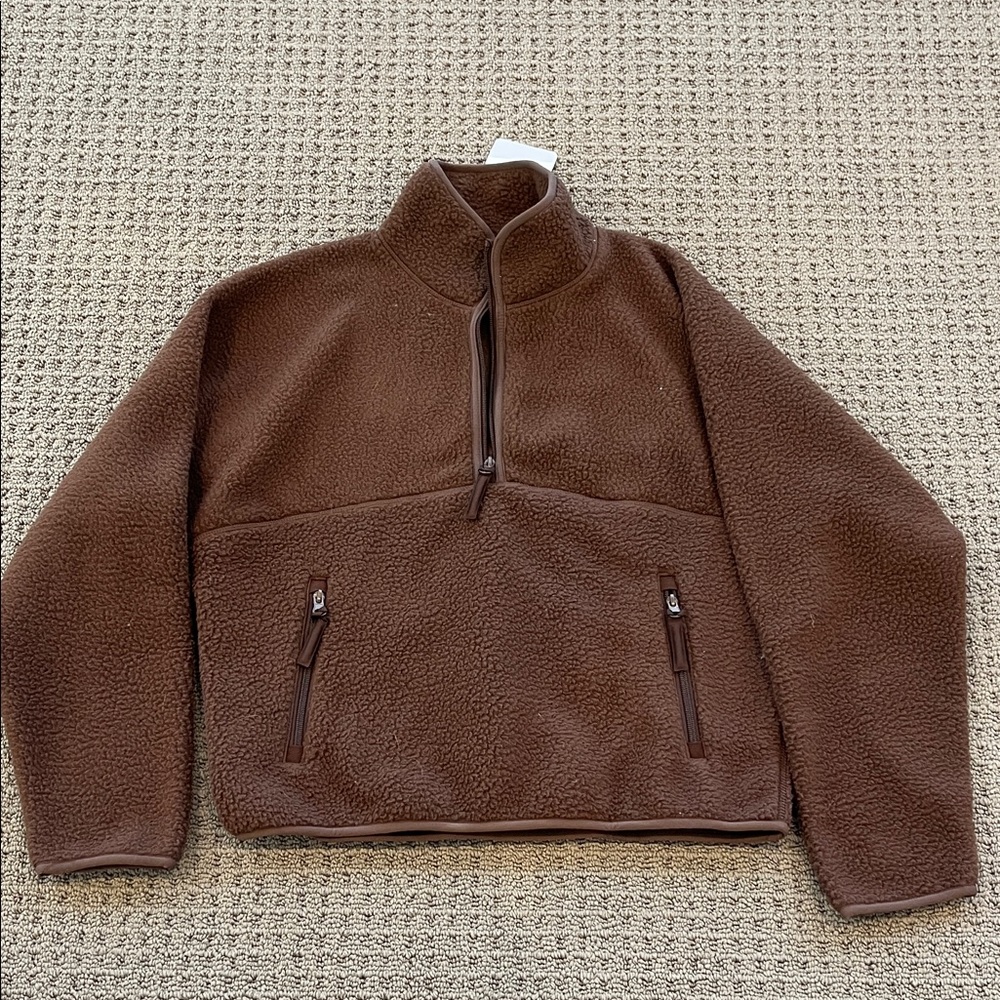 Brown Fleece Quarter-Zip Sherpa Fleece